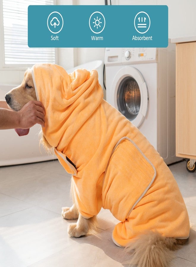 Avont Dog Bathrobe - Super Absorbent Pet Drying Towel Bath Robes After Bath Shower Swim Wet Walk for Puppies -Yellow(M) - Image 2
